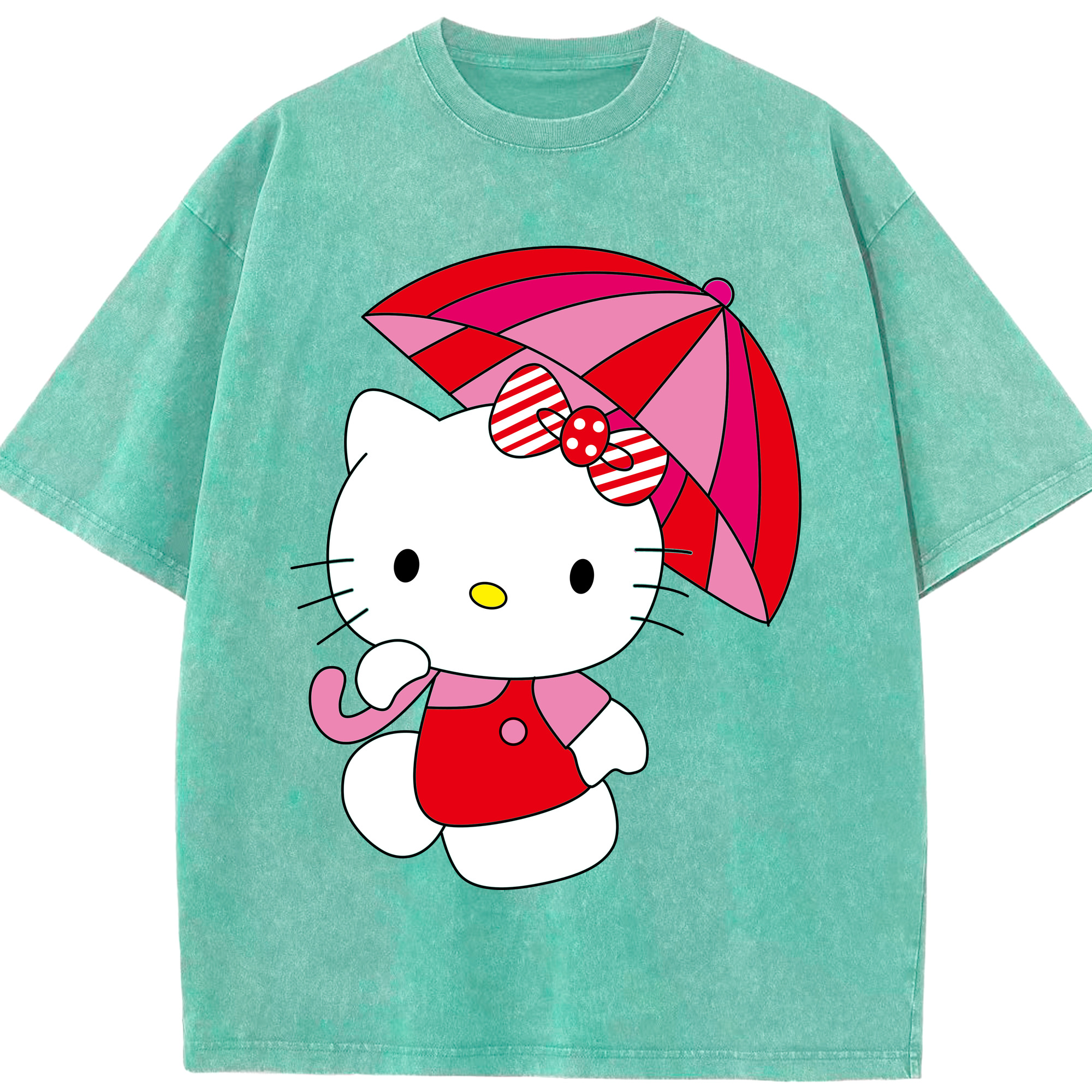 （画像用） Hello Kitty ハローキティ 綿100% ヴィンテージ風 半袖Tシャツ（フロントプリント）